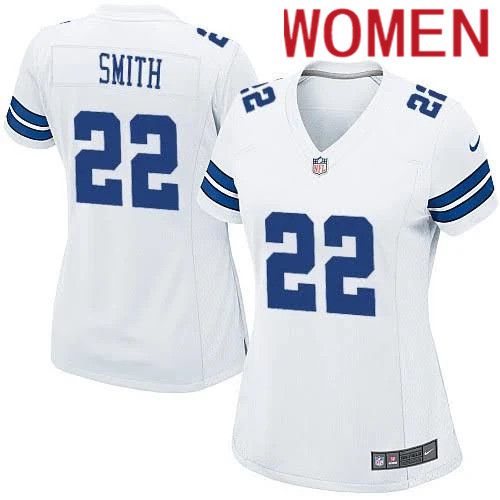 Women Dallas Cowboys 22 Emmitt Smith Nike White Team Game NFL Jersey